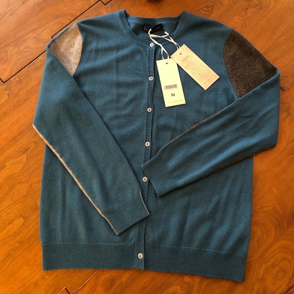 Mongolian Cashmere Color-block Cardigan Sweater - Medium - Picture 6 of 13